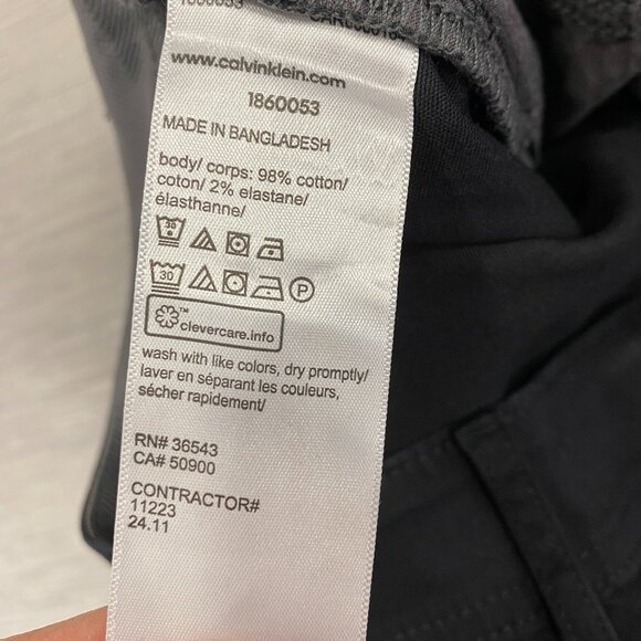 Calvin Klein Chino Pants Mens 36 x 32 Black Slim Fit Straight Flex Waist Cotton - Picture 12 of 13